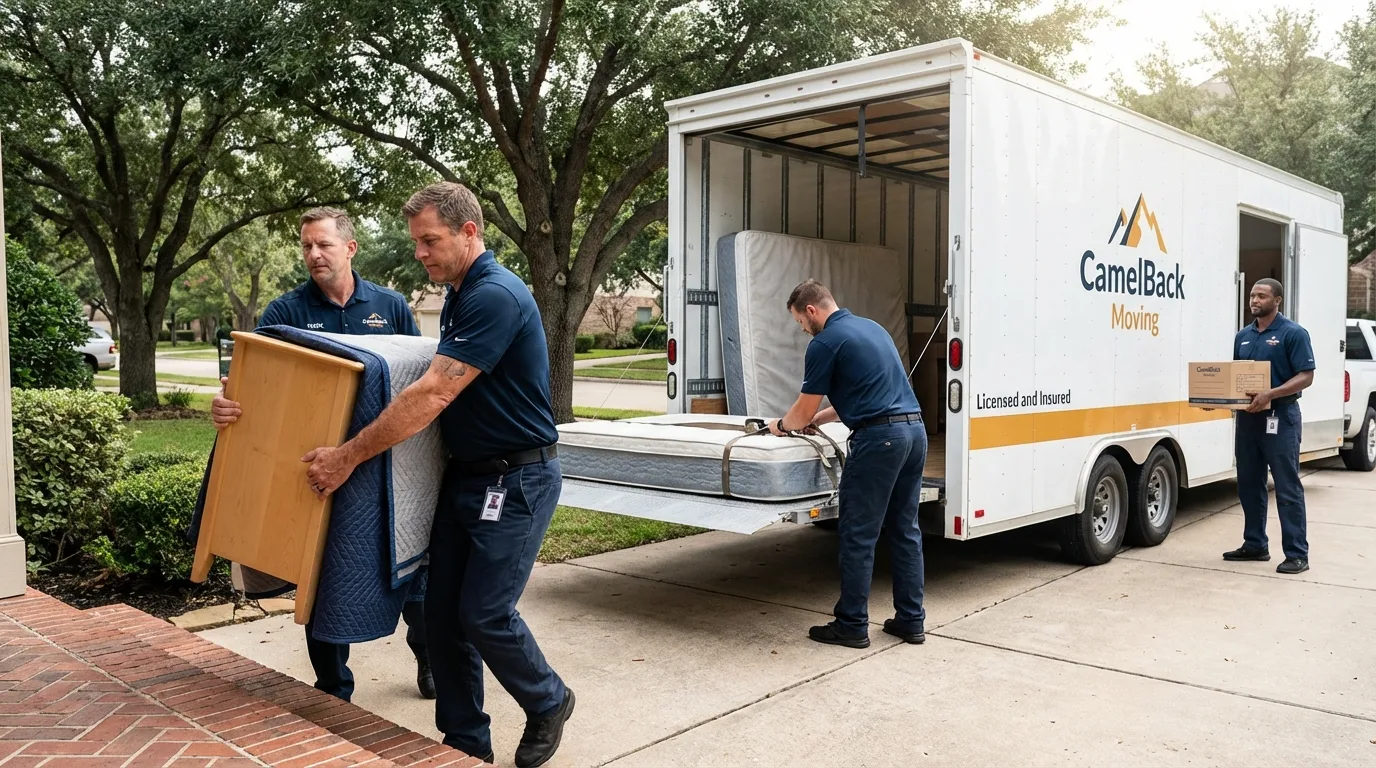 Crew loading residential truck for cross-state move from Farrell, PA