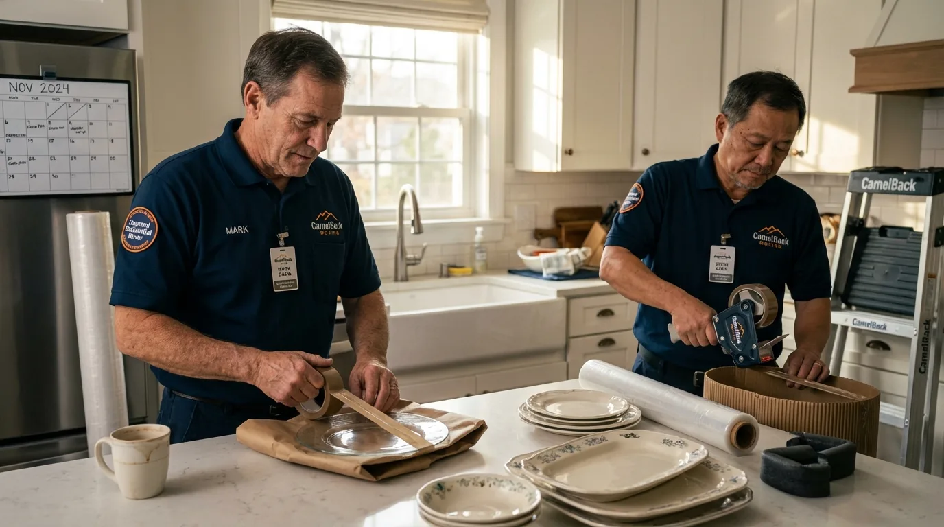 Professional crew packing kitchen dishware in Farrell, PA